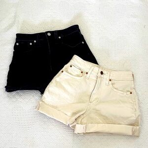 Madewell Curvy Denim Shorts High Rise Size 24 Bundle of Two Pairs Ivory Black
